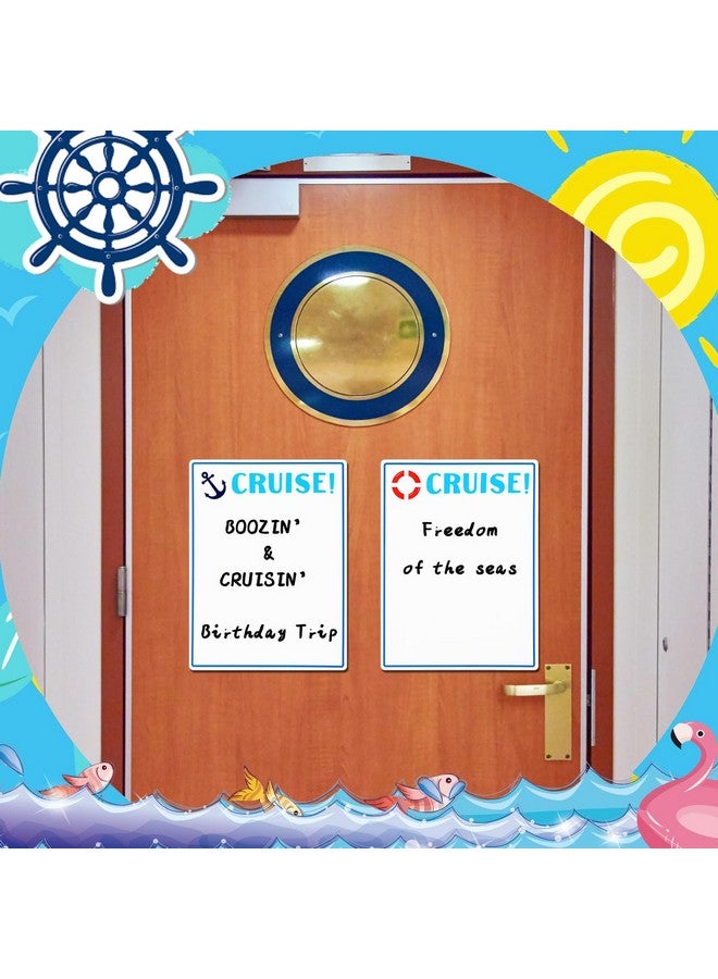 Fabbay Fabbay 2 Pcs Magnet White Board for Cruise Door, Magnetic Cruise Door Decorations with 4 Pcs Erasable Marker(White Board)  - Image 2
