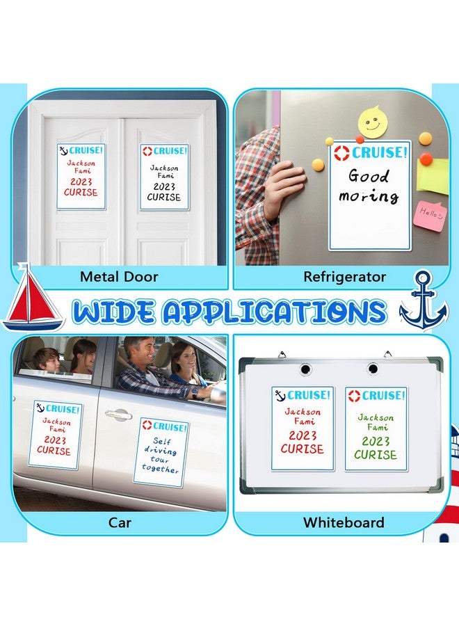 Fabbay Fabbay 2 Pcs Magnet White Board for Cruise Door, Magnetic Cruise Door Decorations with 4 Pcs Erasable Marker(White Board)  - Image 5