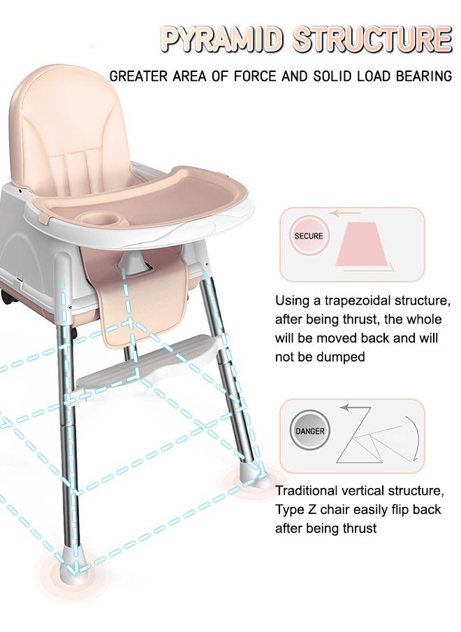 Baby High Chair with Removable Tray Foldable Multifunctional Portable Safety Children's Dining Chair for Babies Toddlers - pzsku/ZAB5DFEB34667B4770B6FZ/45/_/1730538018/a8f39148-9108-437b-8eb7-bc0ba31734f2