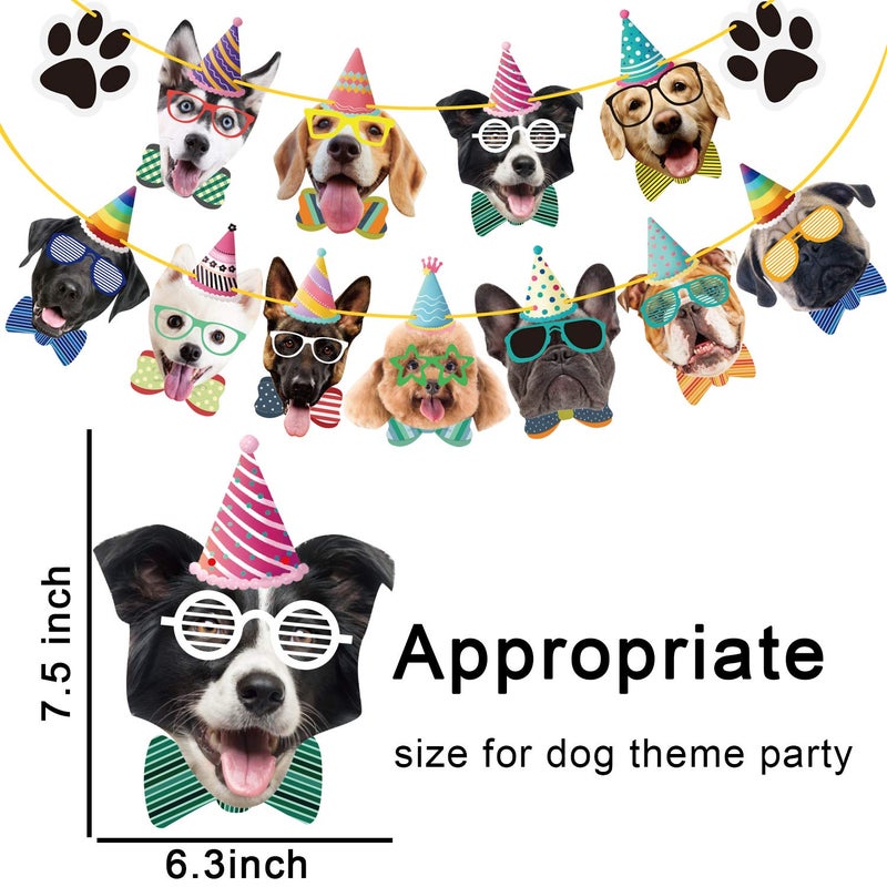 Duufin 15-Piece Dog Faces Claws Party Banner Set - Dog Themed Birthday Party Supplies - Portrait Banner & Bunting Decoration - Image 2