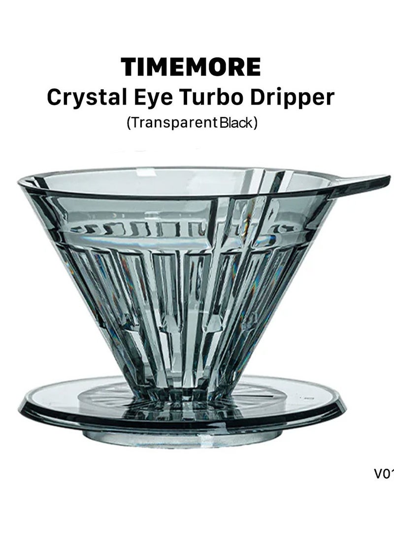 Timemore Crystal E-Turbo Funnel Size 01 Smoke – For Fast Extraction & V60 Filters, Coffee Brewing Funnel - Image 1