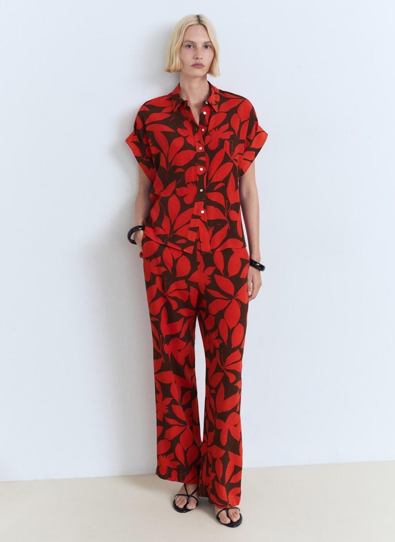 MANGO Flowy Printed Trousers  - Image 5