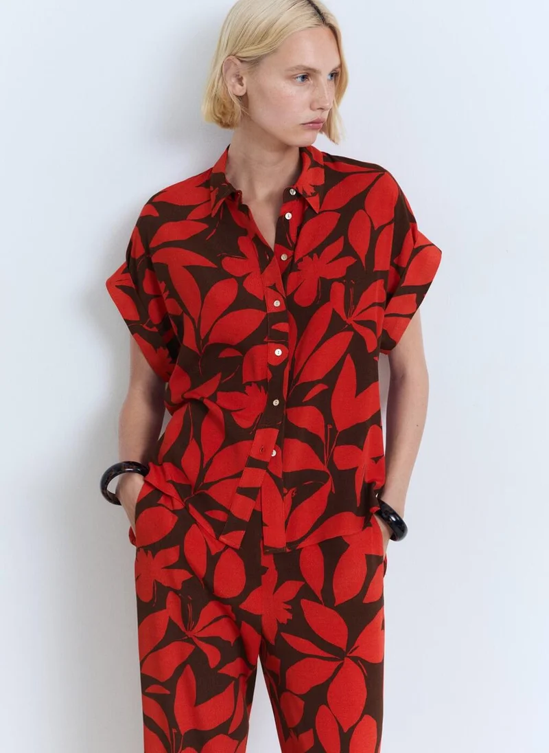 MANGO Flowy Printed Trousers
