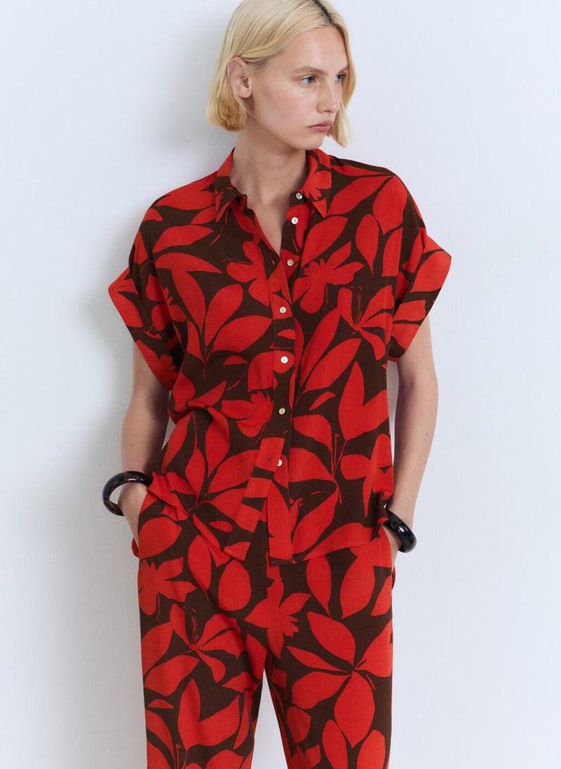 MANGO Flowy Printed Trousers  - Image 4