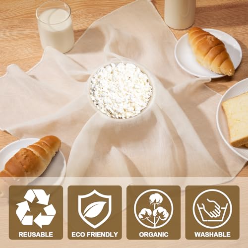 Amrules Cheese Cloths for Straining, 6PCS 20x20 Inch Grade 100 Cheese Cloth, Reusable Washable Unbleached Pure Cotton Cheesecloth for Cooking and Cheese Making with Hemmed Edge - Image 3