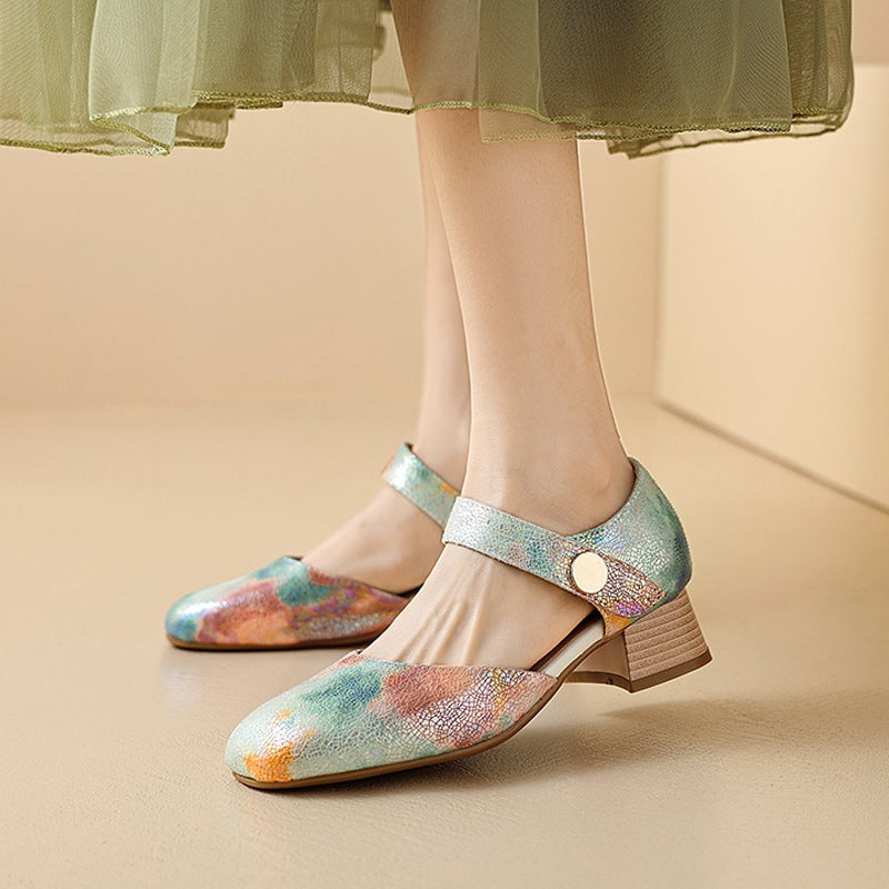 Independent Station Casual Heel Square Head 30-43 Size Code Magic Color Hollow Sandals Women - Image 3