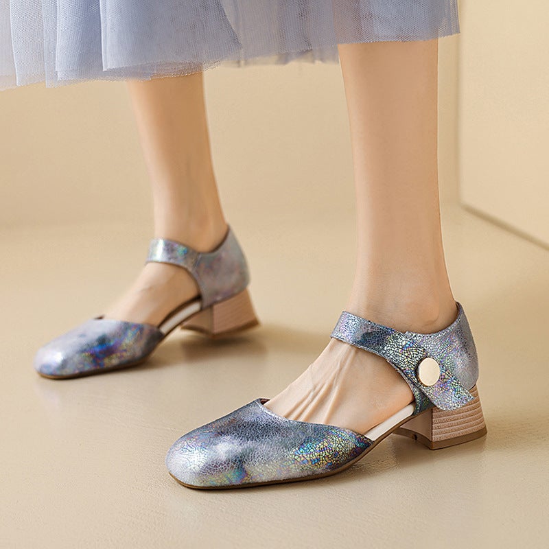 Independent Station Casual Heel Square Head 30-43 Size Code Magic Color Hollow Sandals Women - Image 4