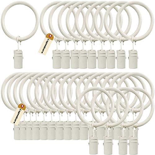 Lsgoodcare Set of 30 Decorative Metal Drapery Curtain Rings with Clips-1 Inch Interior Diameter, White Clip Rings for Curtain(Premium Iron Material) - Image 1