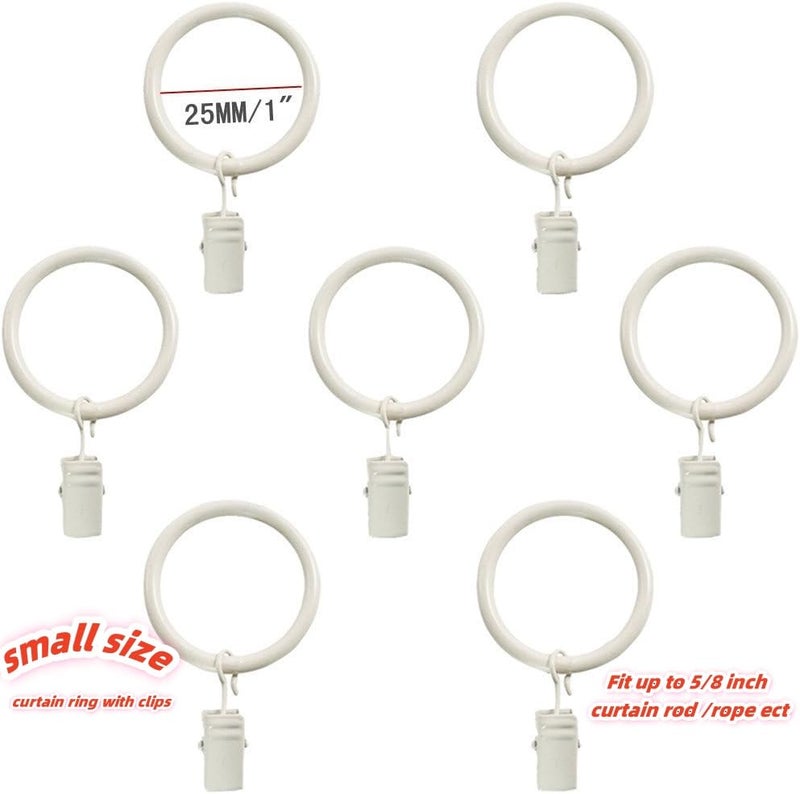 Lsgoodcare Set of 30 Decorative Metal Drapery Curtain Rings with Clips-1 Inch Interior Diameter, White Clip Rings for Curtain(Premium Iron Material) - Image 2