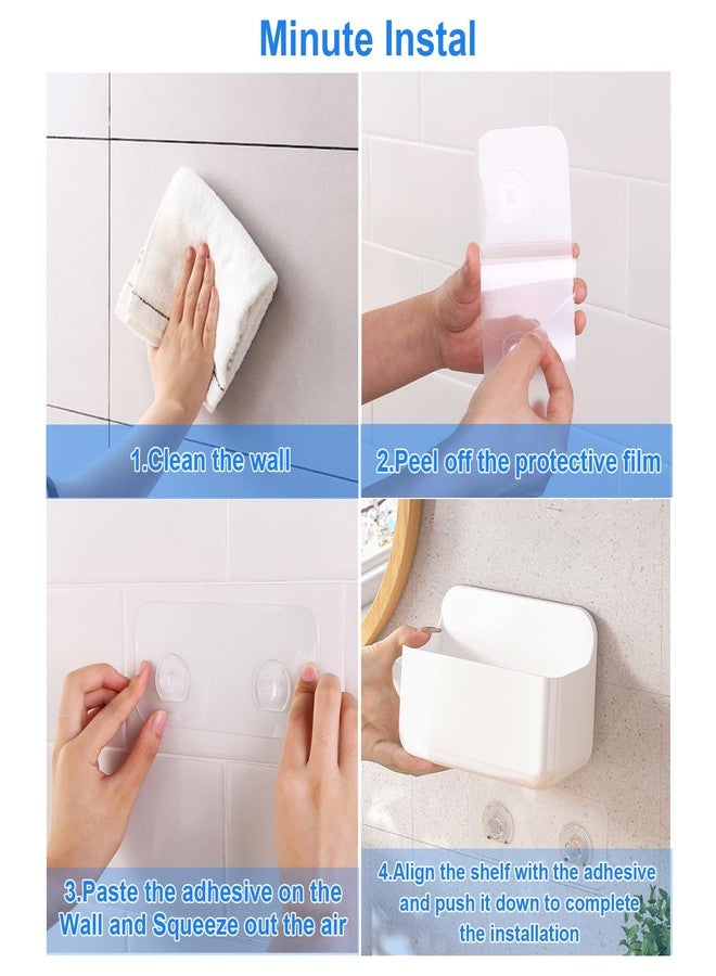 Diesisa 2pc Clear Wall Mount Organizer, Self Adhesive Organizer for Wall, No Drilling Hang Walls, with Self Adhesive Tape, for Bathroom, Kitchen, Living Room, White - Image 5