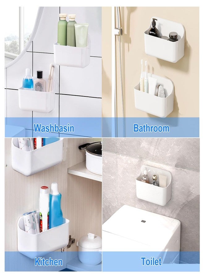 Diesisa 2pc Clear Wall Mount Organizer, Self Adhesive Organizer for Wall, No Drilling Hang Walls, with Self Adhesive Tape, for Bathroom, Kitchen, Living Room, White - Image 4