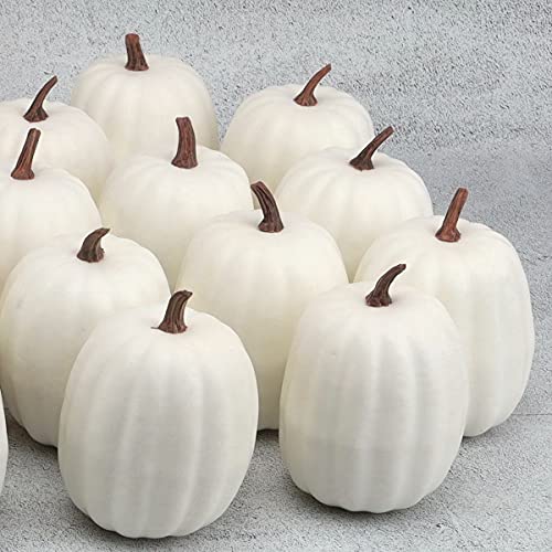 Woration مجموعة قرع مزيف عالي الجودة باللون الأبيض الحليبي لتزيين حفلات عيد الهالوين وعيد الشكر - 6 قطع - Image 3