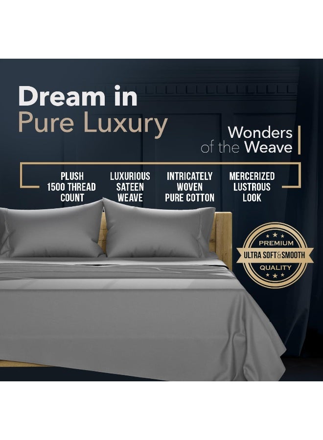 Texas Linen Co. 100% Egyptian Cotton Pillow Cases Standard/Queen Size Set of 2 - Luxury 1500 Thread Count Sateen Dark Grey Pillow Cases, Silky Soft Cotton Pillowcases Fits Standard & Queen Pillows  - Image 3