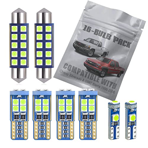 EBAIFUN 14pc Ice Blue LED Interior Light Kit Compatible with Chevrolet Chevy Silverado and GMC Sierra 1999 2000 2001 2002 2003 2004 2005 2006 Map Dome Trunk License Plate Light Bulb Replacement - Image 1