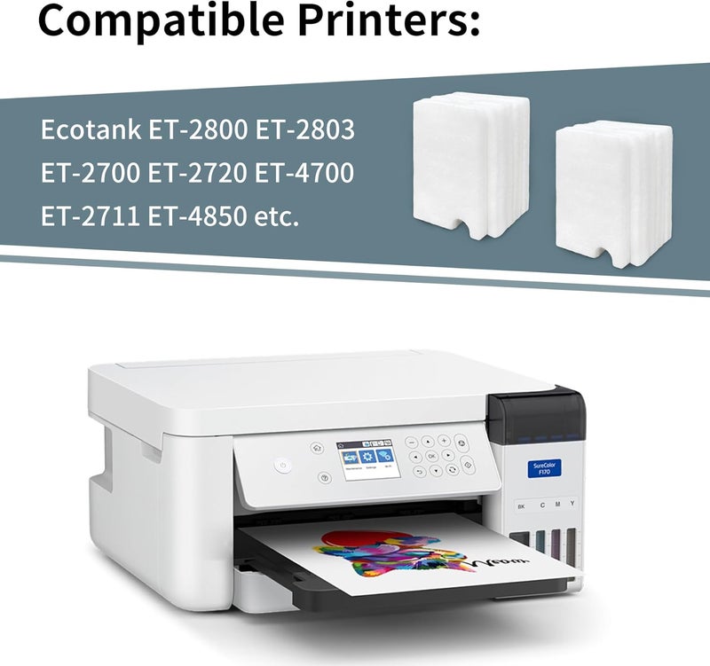 بديل وسادة الإسفنج لخزان الحبر المستهلك لطابعات Ecotank ET-2800 وET-2803 وET-2720 وET-4700 وET-2711 وL3110 وL3210 وL3150 وL3250 إلخ. (4 عبوات، إسفنج فقط) - Image 3