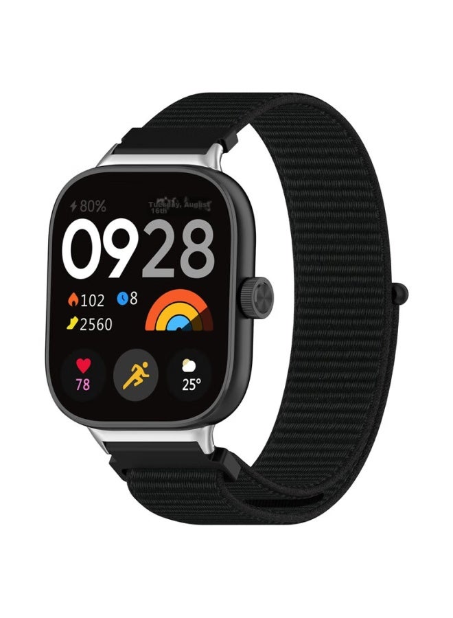 Kmaxai سوار ساعة مضفر متوافق مع Xiaomi Watch 5/4، Xiaomi Band 8/9 Pro، Dopamine Sports Watch Band، سوار معصم بديل من النايلون بحلقة خلفية، أسود - Image 2