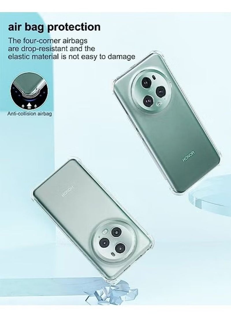 Generic - Honor Magic 5 Pro Case Cover with Clear TPU Four Corners Airbags Anti-Scratch Protective Back Cover Transparent Soft Duty Shockproof Protector Anti-Dust Comfortable Protection - Image 1