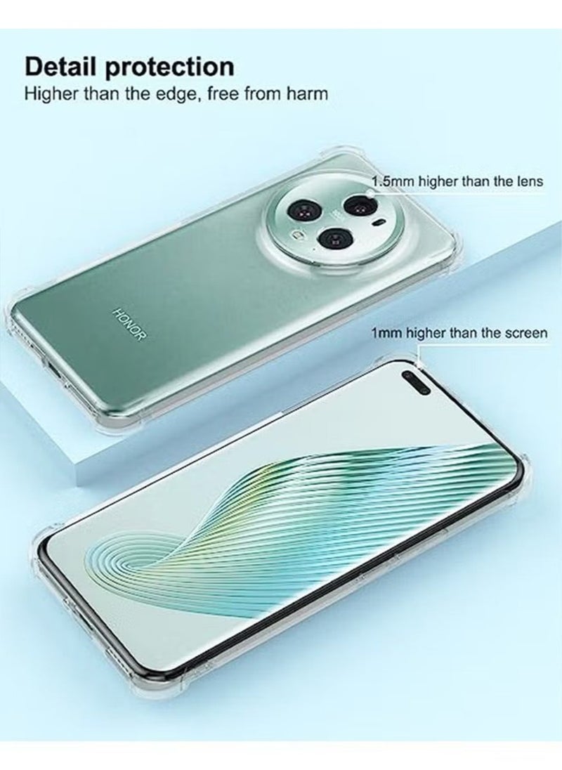Generic - Honor Magic 5 Pro Case Cover with Clear TPU Four Corners Airbags Anti-Scratch Protective Back Cover Transparent Soft Duty Shockproof Protector Anti-Dust Comfortable Protection - Image 1