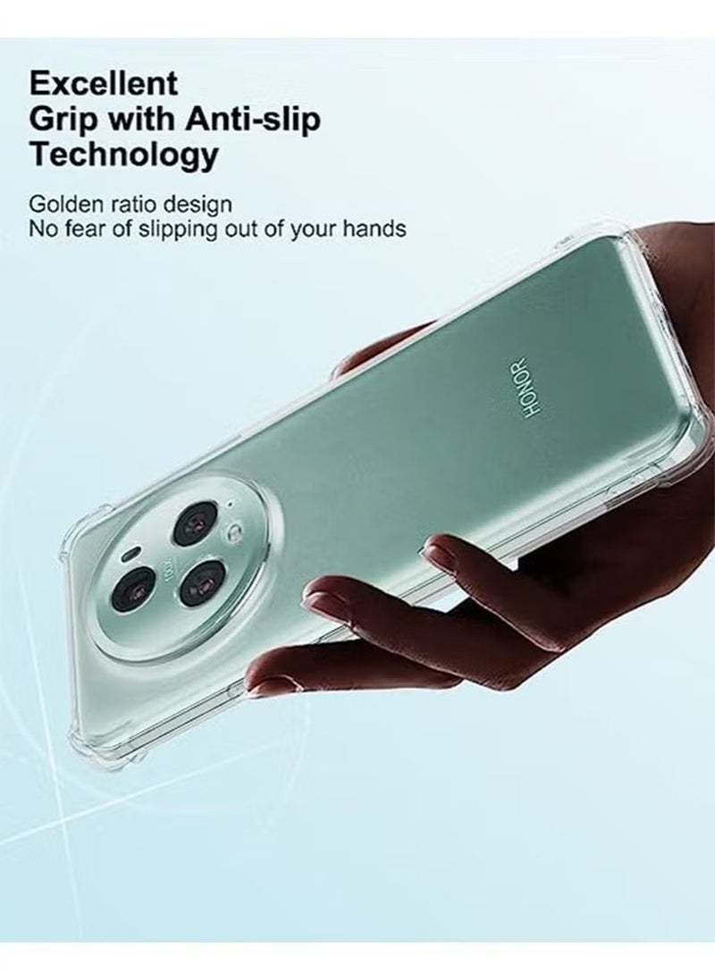 Generic - Honor Magic 5 Pro Case Cover with Clear TPU Four Corners Airbags Anti-Scratch Protective Back Cover Transparent Soft Duty Shockproof Protector Anti-Dust Comfortable Protection - Image 1