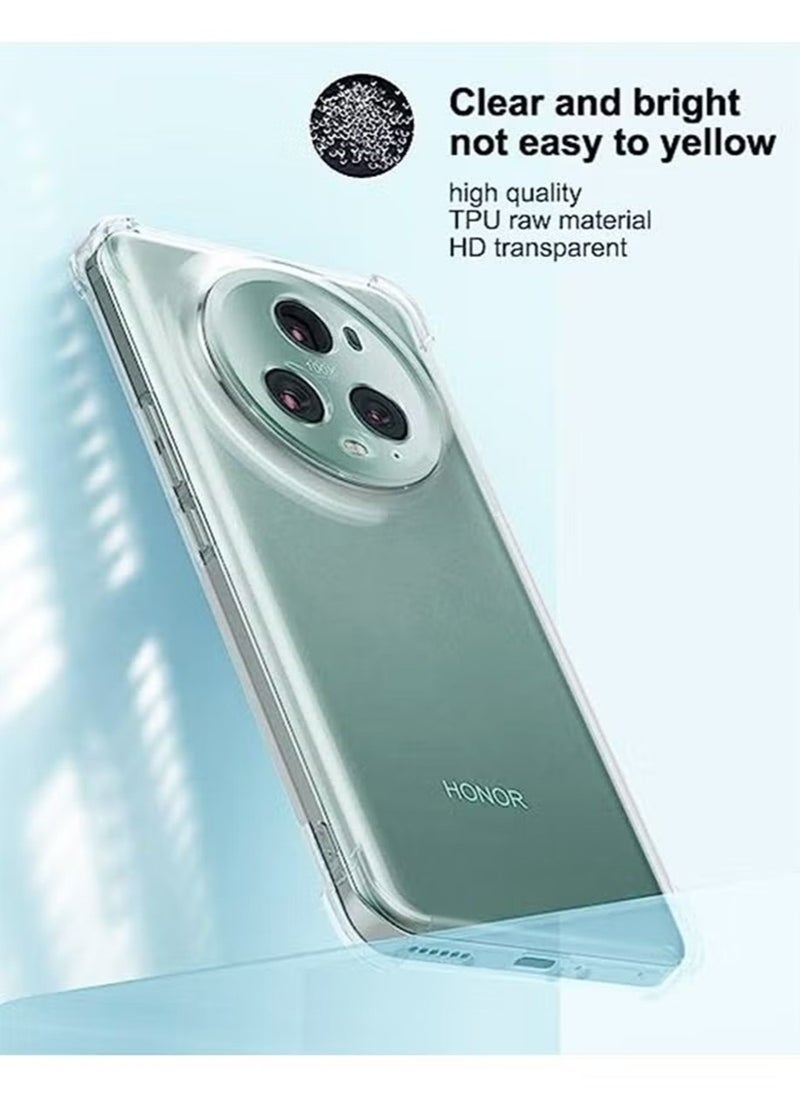 Generic - Honor Magic 5 Pro Case Cover with Clear TPU Four Corners Airbags Anti-Scratch Protective Back Cover Transparent Soft Duty Shockproof Protector Anti-Dust Comfortable Protection - Image 1