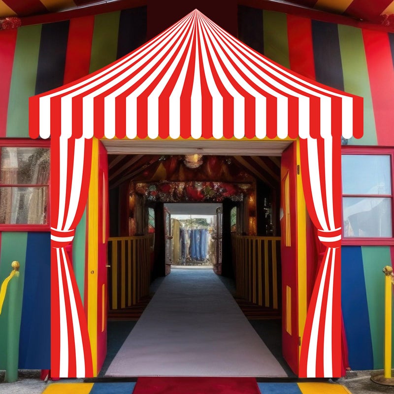 Ziliny 3 Pcs Carnival Party Decorations Circus Tent Awning Halloween Red White Banner Concession Stand(Striped Style) - Image 3