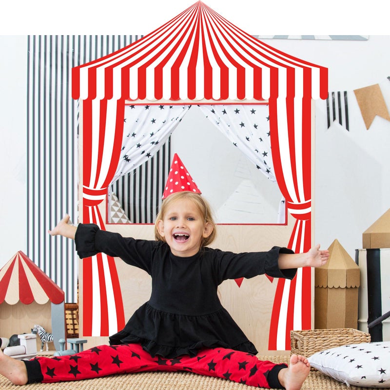 Ziliny 3 Pcs Carnival Party Decorations Circus Tent Awning Halloween Red White Banner Concession Stand(Striped Style) - Image 4