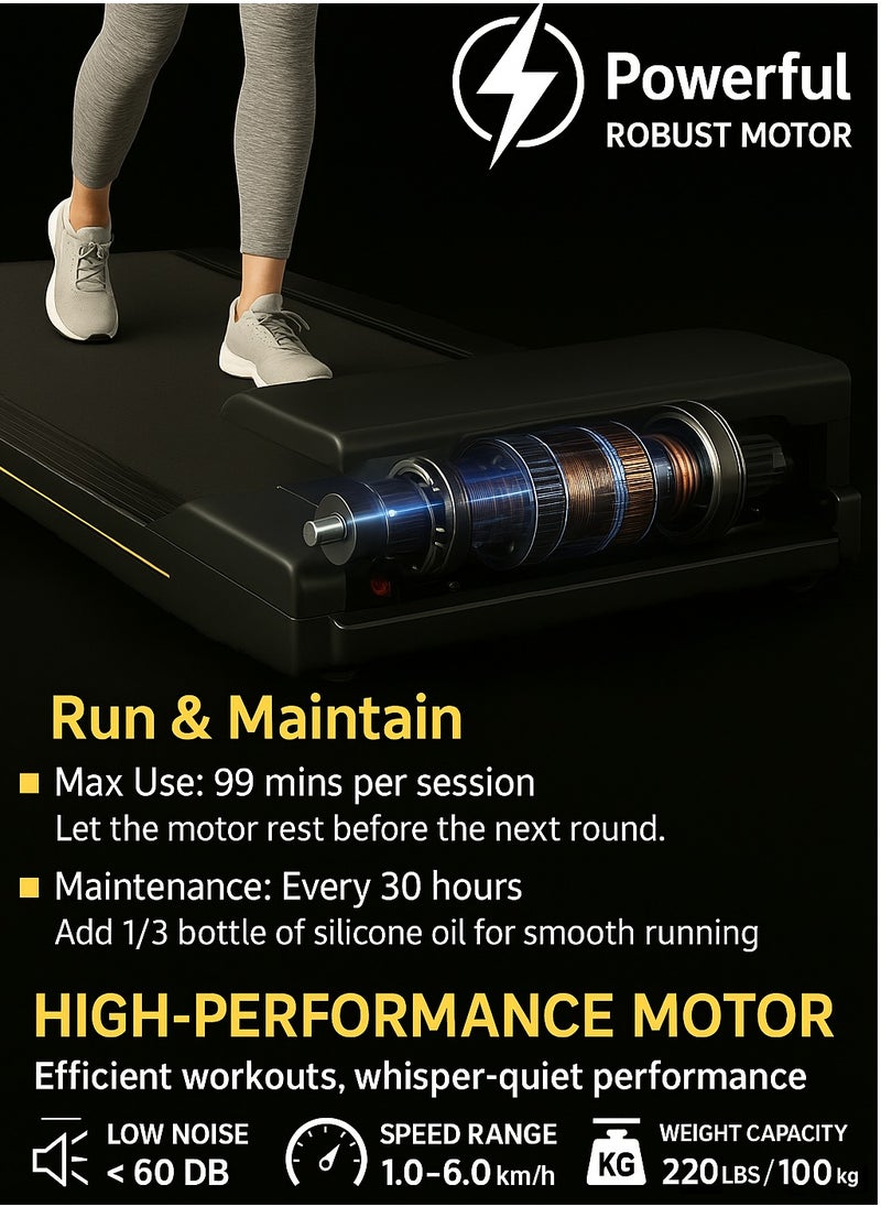 RIGID FITNESS - RIGID FITNESS Under Desk Walking Pad Treadmill, 15kg Lightweight Portable with Remote Control, Space-Saving with Easy Set up, Jogging Machine for Home & Office, Max Weight 100kg/220lbs, up to 6km/Hour - Image 1