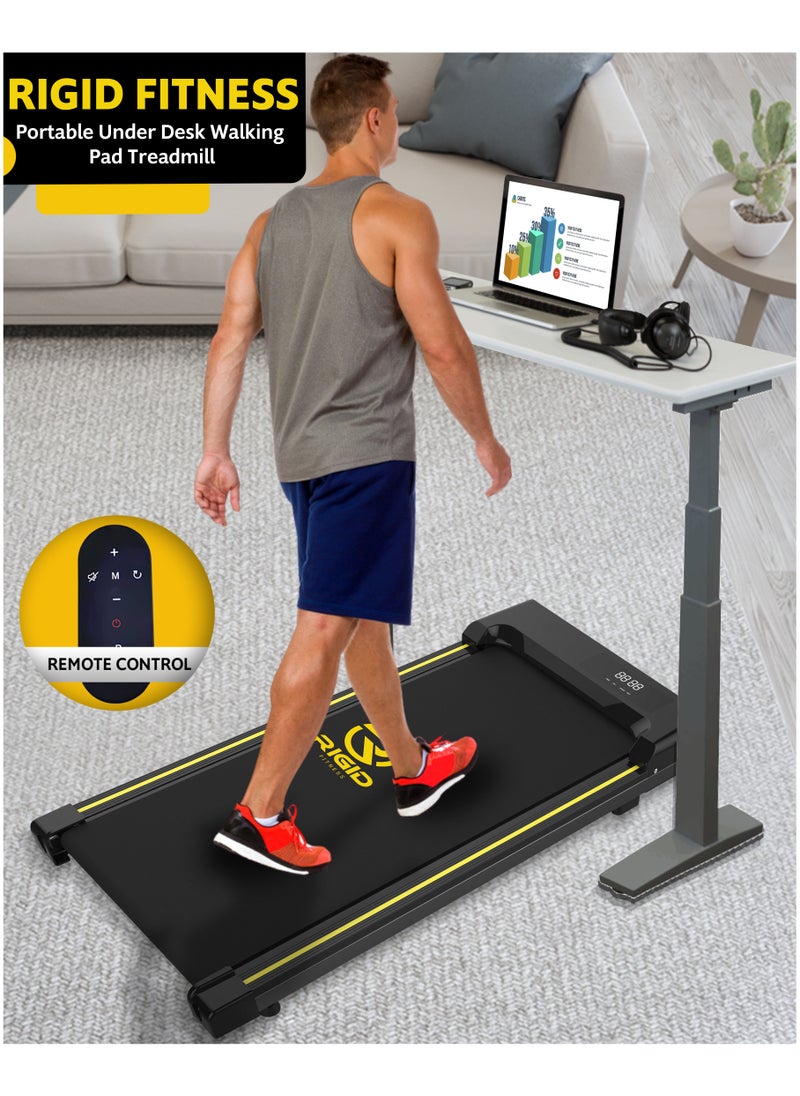 RIGID FITNESS - RIGID FITNESS Under Desk Walking Pad Treadmill, 15kg Lightweight Portable with Remote Control, Space-Saving with Easy Set up, Jogging Machine for Home & Office, Max Weight 100kg/220lbs, up to 6km/Hour - Image 1