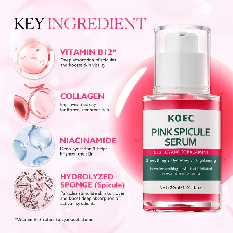 Koec Tk Popular Product Pink Micro-Needle Essence + Silver Calcification Essence Pore & Spot Care Duo - Image 4