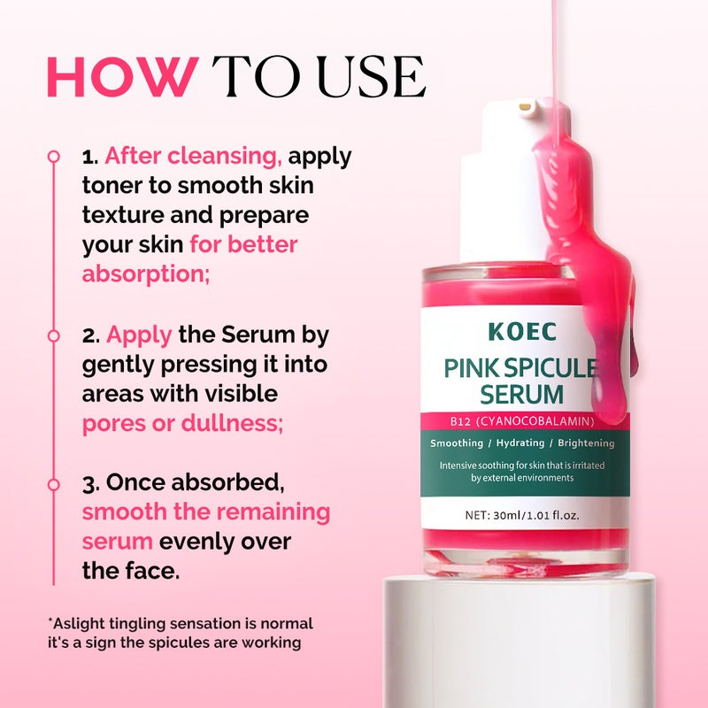 Koec Tk Popular Product Pink Micro-Needle Essence + Silver Calcification Essence Pore & Spot Care Duo - Image 5