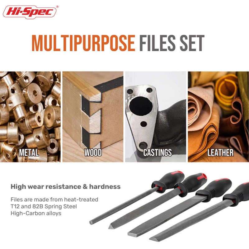 Hi-Spec 18 Piece Metal Hand & Needle Files Tool Set Kit. Large & Small Mini T12 Carbon Steel Diamond Flat, Half, Round, Triangle Files for DIY, Wood and Crafts. Complete in a Zipper Case with Brushes - Image 5