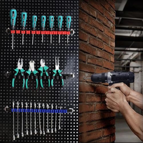 Reniteco 2 Pack Wall-Mounted Screwdriver Organizers with Screws - Heavy-Duty ABS Plastic Tool Holder for Screwdrivers, Wrenches, Piers - Garage Workshop Storage (Red,2 PCS) - Image 4