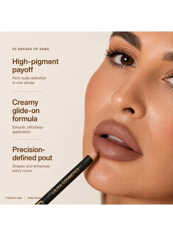 Liliya Cosmetics Nude Lip Liner Pencil Long Lasting Precision Definition – 50 Shades of Sand