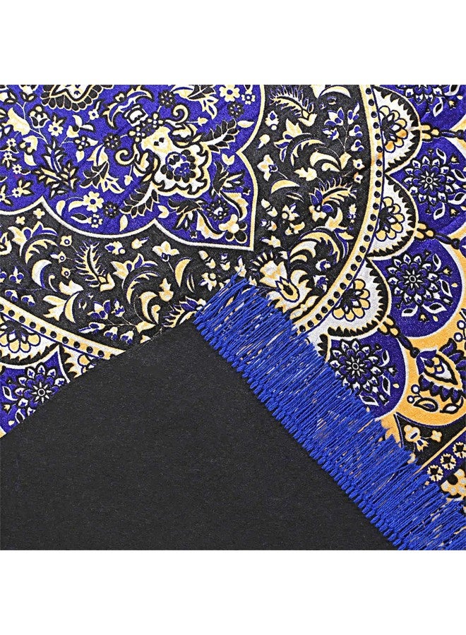 Kuber Industries Carpet|Water Absorption Kalamkari Paisley Pattern Floor Mat|Velvet Sitting Carpet for Hall, Living Room, 5x7 Feet (Navy Blue) - Image 2