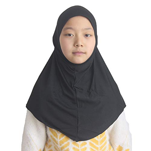 Modest Beauty Girls Hijab Muslim Kids Scarf Headwear Solid Color for 7-12 Years Ready to Wear - Image 1