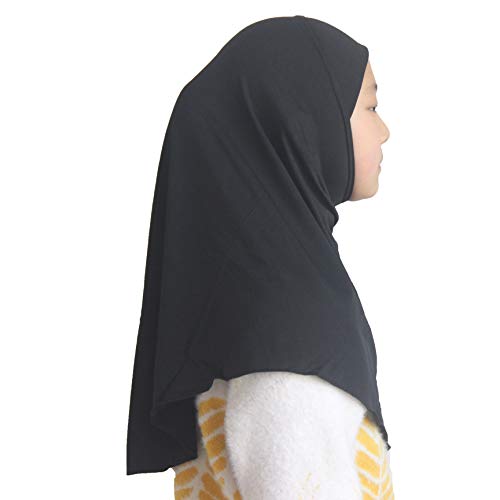 Modest Beauty Girls Hijab Muslim Kids Scarf Headwear Solid Color for 7-12 Years Ready to Wear - Image 2