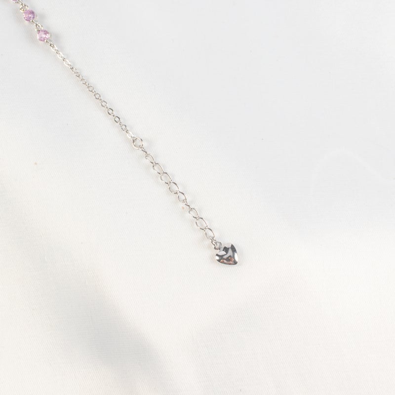 Pink Zirconic Silver Stainless Steel Bowtie Bracelet - Image 3