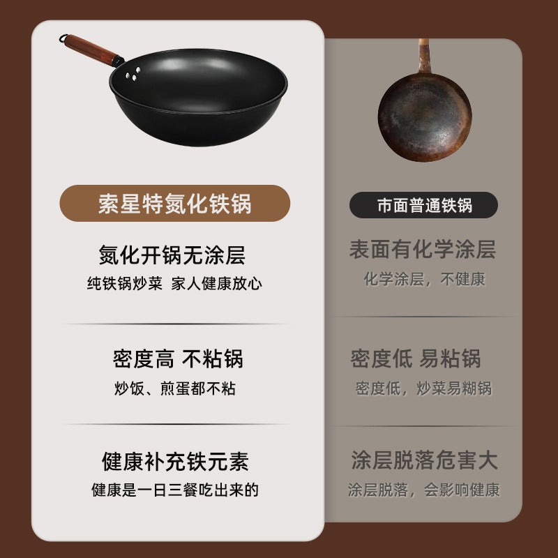 Gas Stove Frying Pan Chef'S Fine Iron Frying Pan Uncoated Household Frying Pan Old-Fashioned Large Spoon Iron Pan Non-Stick Pan - Image 4