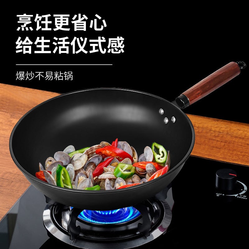 Gas Stove Frying Pan Chef'S Fine Iron Frying Pan Uncoated Household Frying Pan Old-Fashioned Large Spoon Iron Pan Non-Stick Pan - Image 3