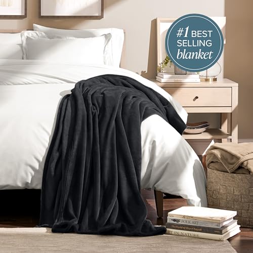 Bare Home Fleece Blanket - Full/Queen - Ultra-Soft Lightweight for Bed, Sofa, and Couch - Luxury Microplush - Cozy Warm Blanket (Full/Queen, Black) - Image 2