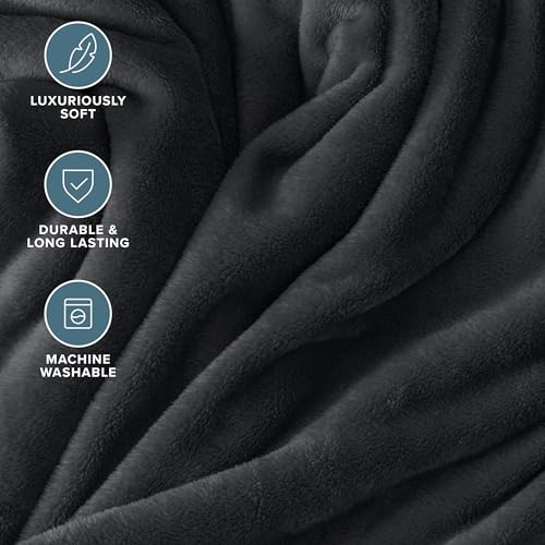 Bare Home Fleece Blanket - Full/Queen - Ultra-Soft Lightweight for Bed, Sofa, and Couch - Luxury Microplush - Cozy Warm Blanket (Full/Queen, Black) - Image 4