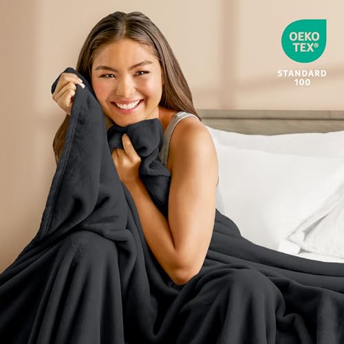 Bare Home Fleece Blanket - Full/Queen - Ultra-Soft Lightweight for Bed, Sofa, and Couch - Luxury Microplush - Cozy Warm Blanket (Full/Queen, Black) - Image 3