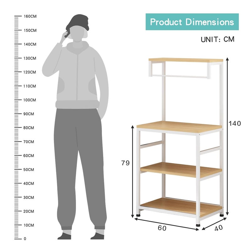HOME CUBE HOME CUBE Engineered Wood 4 Tier Microwave Oven Stand Kitchen Bakers Rack Free Standing Kitchen Storage Shelf Rack Microwave Otg Stand Toaster Spice Plate Dishes Mixers Tiered Shelf Kr03  - Image 3