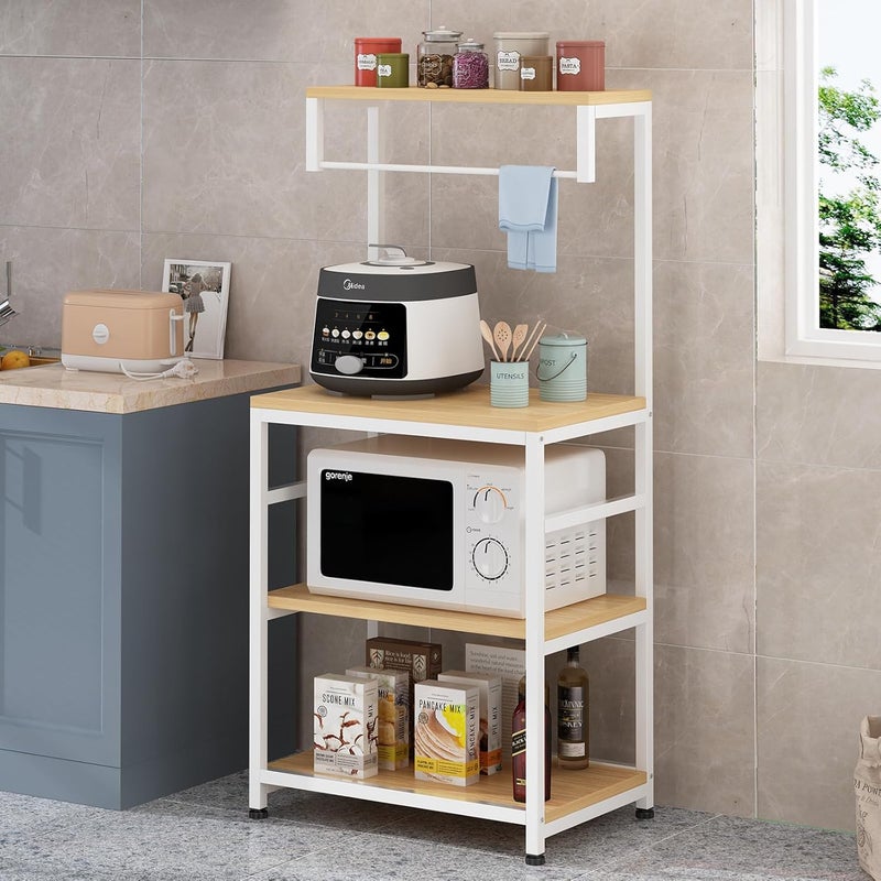 HOME CUBE HOME CUBE Engineered Wood 4 Tier Microwave Oven Stand Kitchen Bakers Rack Free Standing Kitchen Storage Shelf Rack Microwave Otg Stand Toaster Spice Plate Dishes Mixers Tiered Shelf Kr03  - Image 2