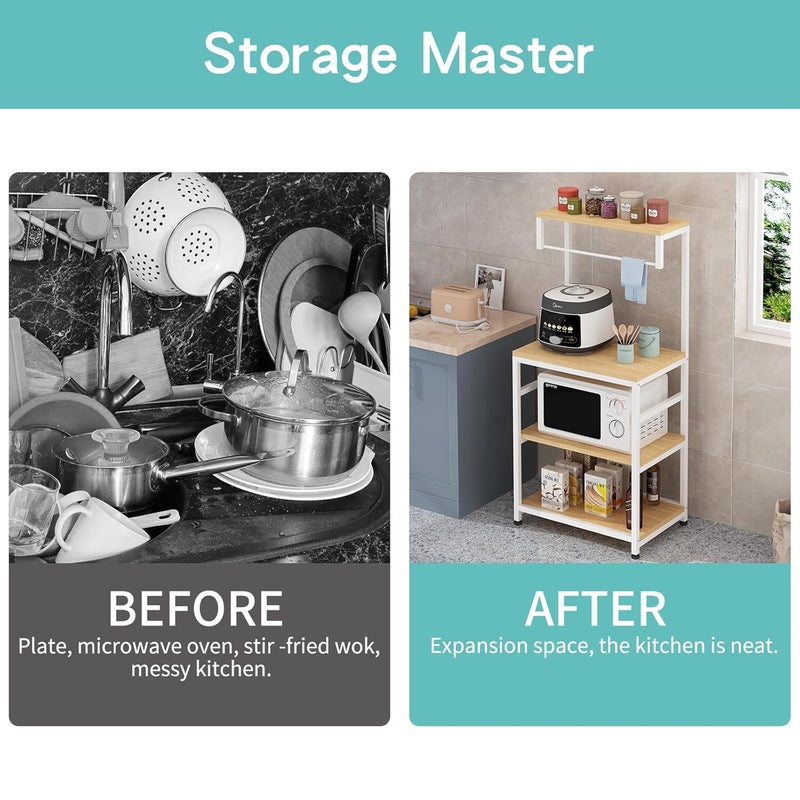 HOME CUBE HOME CUBE Engineered Wood 4 Tier Microwave Oven Stand Kitchen Bakers Rack Free Standing Kitchen Storage Shelf Rack Microwave Otg Stand Toaster Spice Plate Dishes Mixers Tiered Shelf Kr03  - Image 4