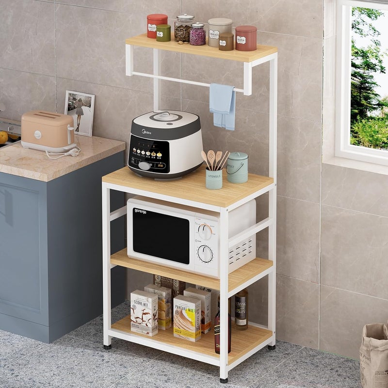 HOME CUBE HOME CUBE Engineered Wood 4 Tier Microwave Oven Stand Kitchen Bakers Rack Free Standing Kitchen Storage Shelf Rack Microwave Otg Stand Toaster Spice Plate Dishes Mixers Tiered Shelf Kr03  - Image 1