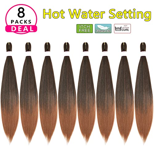 Befunny Pre Stretched Braiding Hair 30 Inch 8 Packs Prestretched Braiding Hair Long Mixed Colored Two Tone Black/Brown Synthetic Crochet Hair For Box Braids Crochet Hair, Yaki Straight,Itch Free(30",T1B/30#) - Image 2