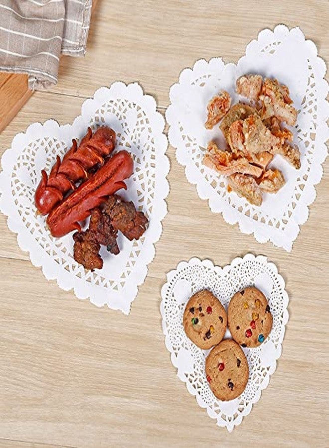 YESON 10 Inch Heart White Lace Paper Doilies for Wedding Decoration Valentine's Day Party Decor Pack of 100 - Image 1