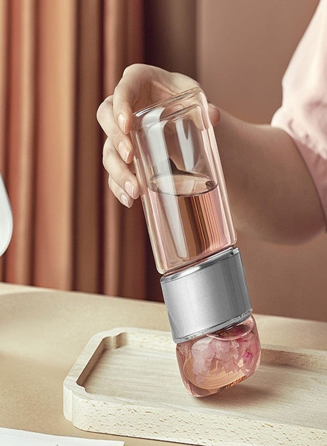 Niiyen Tea Infuser Bottle Glass Tea Tumbler with Infuser 420ml Double Layer Stainless Steel Leakage Proof Water Bottle for Loose Leaf Tea for Office Travel Home(Stainless steel) - Image 5