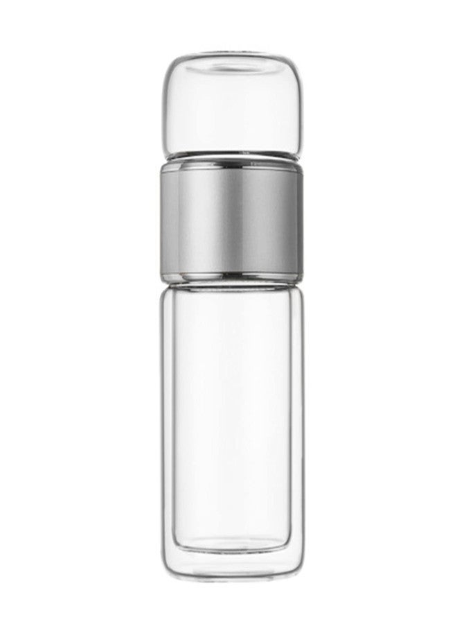 Niiyen Tea Infuser Bottle Glass Tea Tumbler with Infuser 420ml Double Layer Stainless Steel Leakage Proof Water Bottle for Loose Leaf Tea for Office Travel Home(Stainless steel) - Image 1